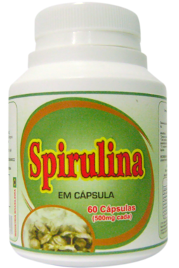 Spirulina - 60 e 100 cápsulas com 500 mg. cada